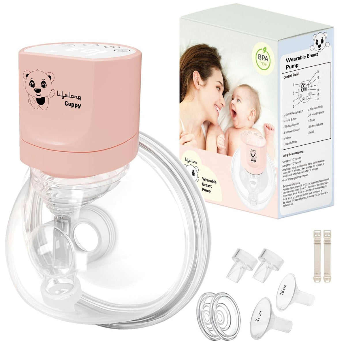 Lifelong Cuppy Wearable Breast Pump with Hands-Free Rechargeable Feeding Support