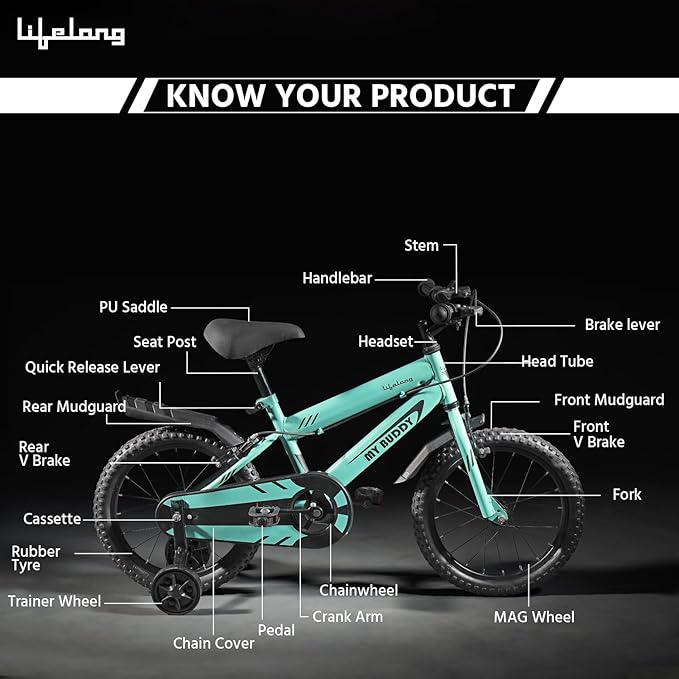 16T Kids Cycle – 95% Pre-Assembled Bike for Boys & Girls (MyBuddy, Green)