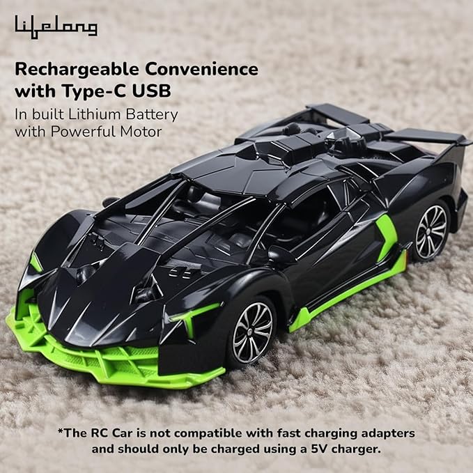 Lifelong Cuppy Rechargeable RC Car for Kids | LED Lights & 2.4GHz Control