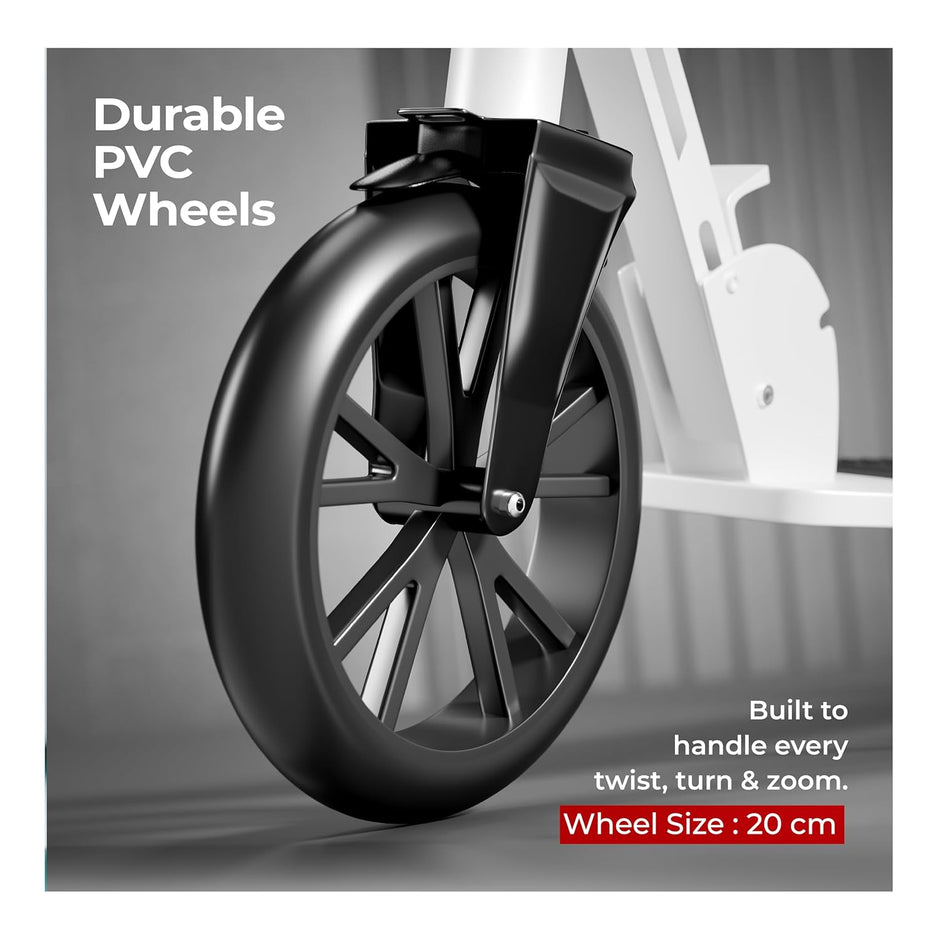 Lifelong Adult Kick Scooter – Adjustable Height, Lightweight Aluminium Frame, Foldable Design for Outdoor Riding (Black & White)