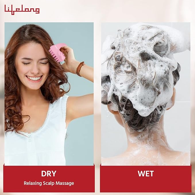 Silicone Scalp Massager & Body Scrubber – Hair & Dandruff Care Brush (Baby Pink)