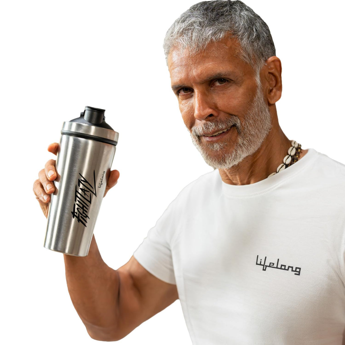 Lifelong Steel Gym Shaker Bottle | Stainless Steel Protein Shaker | 100% Leakproof Sipper Bottle | Pre Workout Shaker with Measurement Markings | Protein Shake Mixer Bottle | 750 ml Silver Stainless Steel Shaker