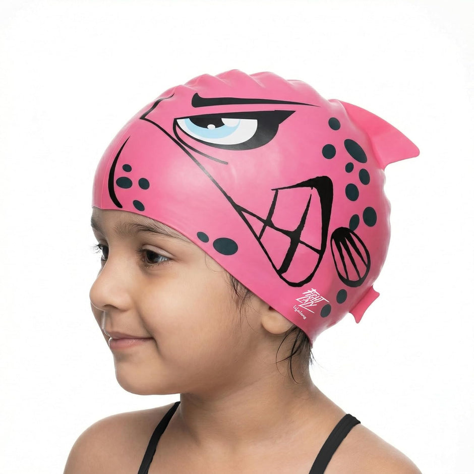 Lifelong Waterproof Silicone Swim Cap for Kids | Adjustable Swim Cap for Boys & Girls | Comfortable Fit for Swimming Pool | Easy-to-Wear Kids Swimming Accessories (Pink)