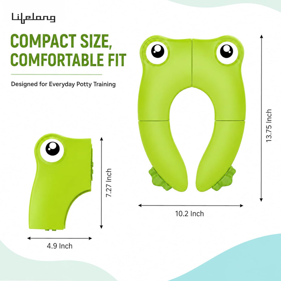Lifelong Cuppy Foldable Baby Toilet Training Seat 1+ Yrs, Portable Travel Potty, Non-Slip Grip – Green