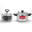 Lifelong Idli Cooker 4 Plate | 16 Idlis | Stainless Steel Idli Cooker, Induction And Gas Stove Compatible Idli Maker (LLIDCKR04, Steel Silver), 5 Litres