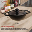 Lifelong Cast Iron Kadhai 20cm with Glass Lid & Spatula | Pre-Seasoned, Durable