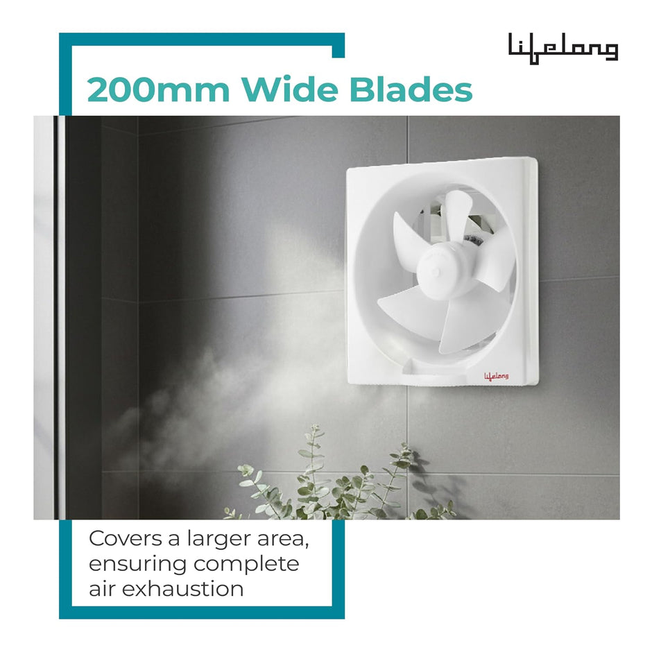Lifelong 200 mm Exhaust Fan for Kitchen & Bathroom - 8 Inch Ventilation Fan with 31 Watt Strong Air Suction
