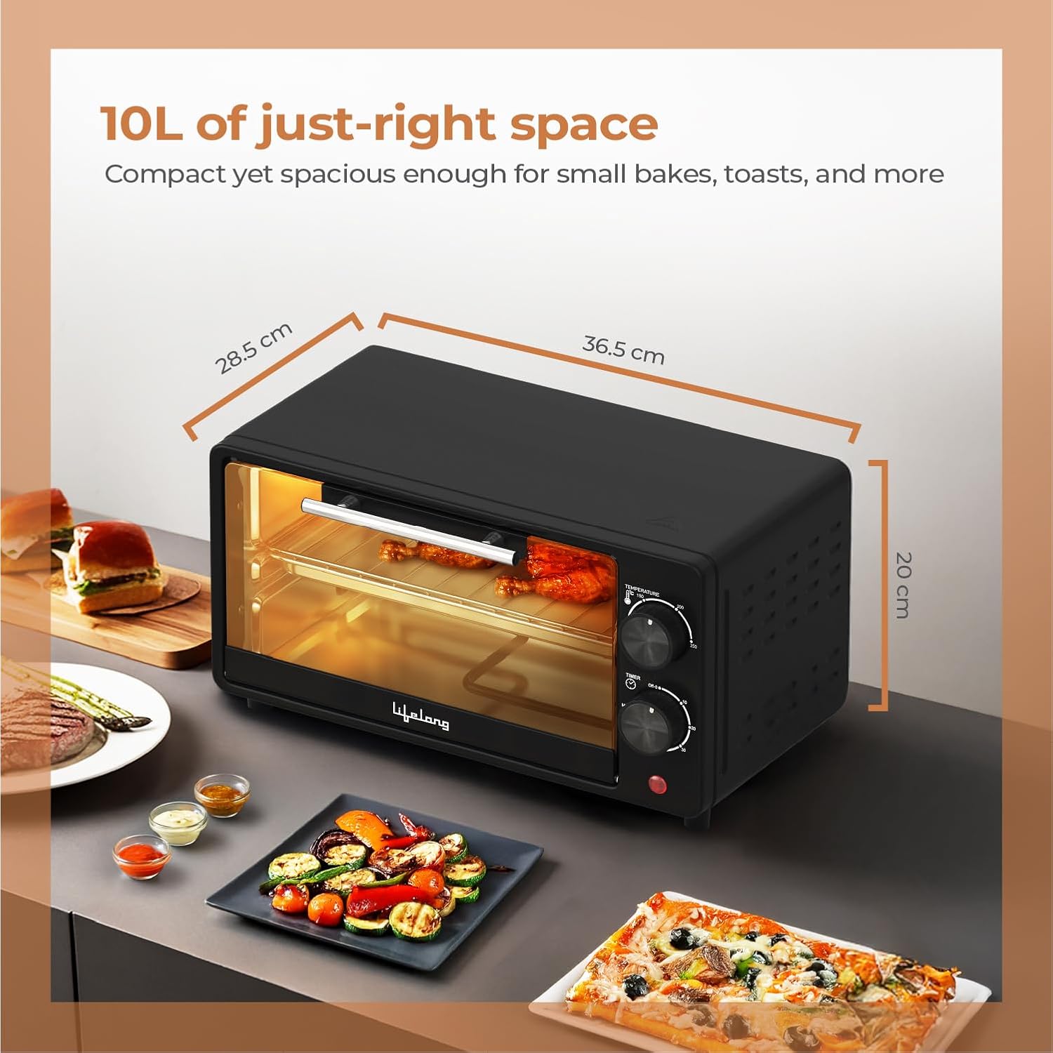 Lifelong OTG 10 Litre - Electric Oven Toaster Griller for Kitchen