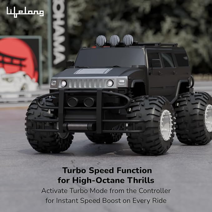 Lifelong Cuppy Remote Control Car for Kids – 2.4GHz High-Speed RC Monster SUV with Turbo Mode, LED Lights, Type-C Rechargeable Battery, Anti-Skid Tyres, BIS Certified
