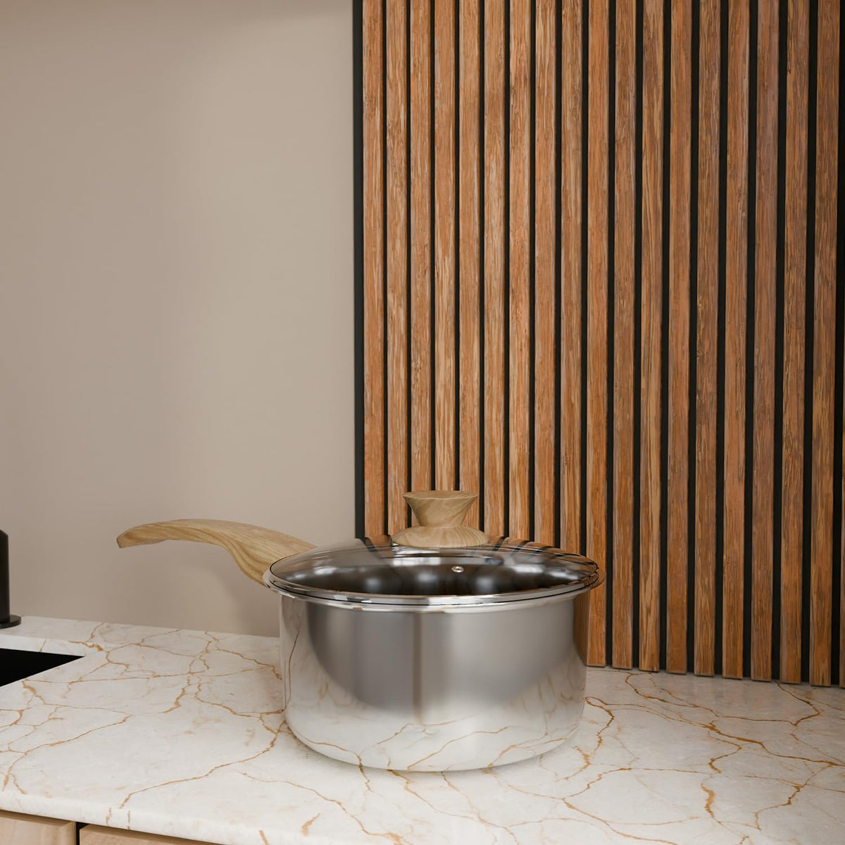 TriPly 14cm Stainless Steel Sauce Pan with Glass Lid