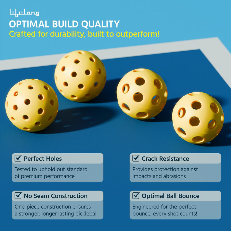 Lifelong Pickleball Balls Pack of 4|  Indoor-outdoor balls 26 & 40 holes balls