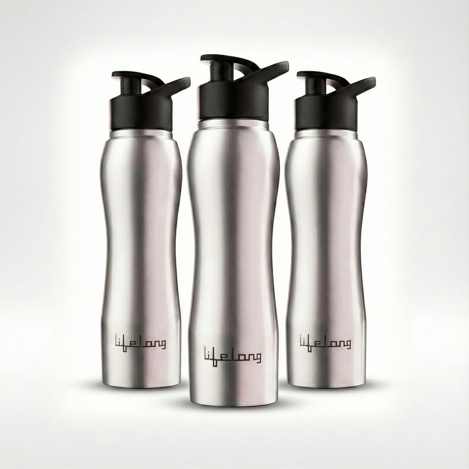 Lifelong 750ml Stainless Steel Water Bottle Pack of 3 | Leak-Proof & Durable | Easy to Clean | Odour-Free | Rust-Free Build, Secure Cap & Easy Grip | Ideal for School, Office, Travel & Gym (Silver)