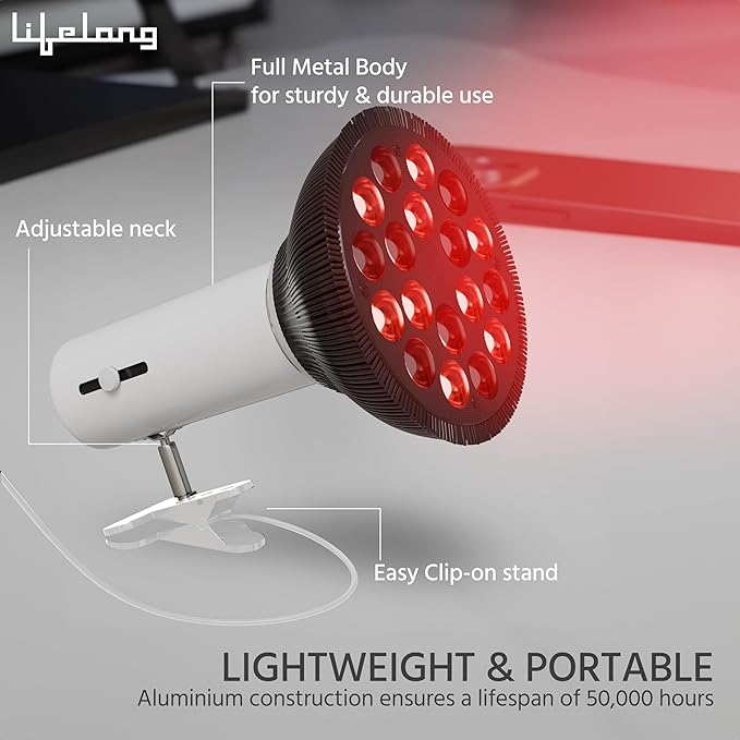 Lifelong LED Red Light Therapy Lamp – Dual Wavelength 660nm & 850nm, Portable High-Power Device for Skin Rejuvenation & Pain Relief (Face & Body)