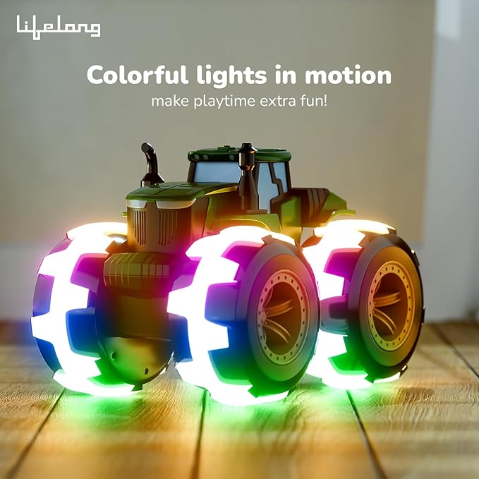 Lifelong Cuppy Friction Powered Tractor Toy for Kids | Push & Go Farm Truck with Lights | Durable All-Terrain Vehicle Toy for Boys & Girls 6 Months+