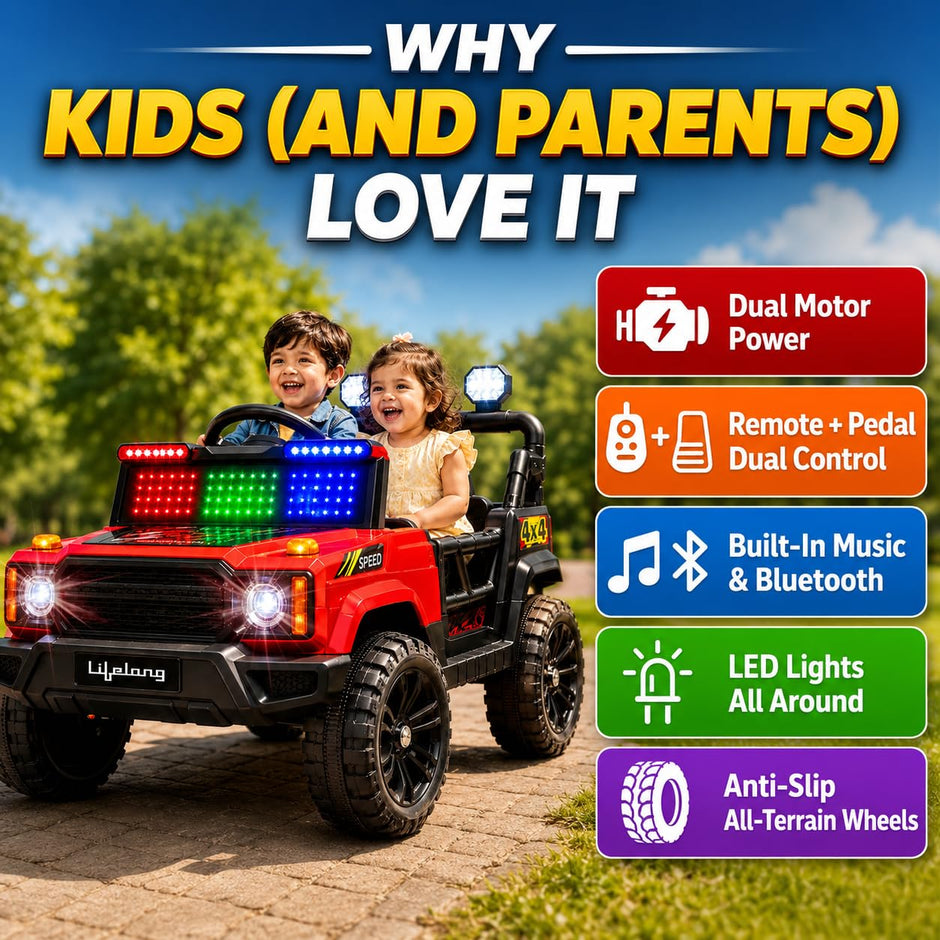 Lifelong Jeepster Kids Electric Ride-On Car (Red)