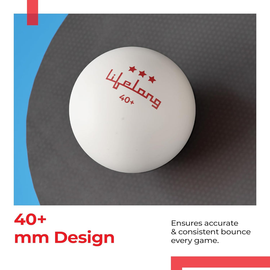Lifelong Table Tennis Balls | 40mm 3 Star ABS Plastic | Professional Ping Pong Balls for Kids and Adults | for Training and Practice, Indoor Outdoor Games and Matches | Pack of 6