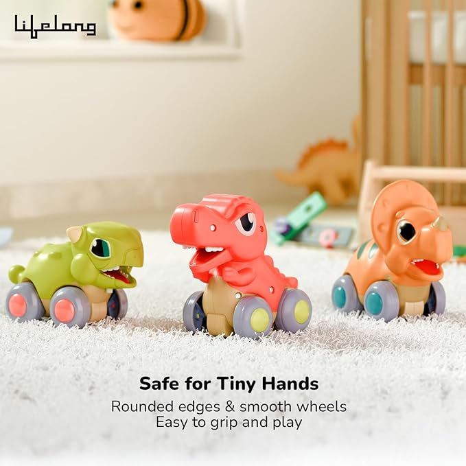 Cuppy Push & Go Dinosaur Cars – Pack of 3 Friction Toys for Kids (1+ Year)