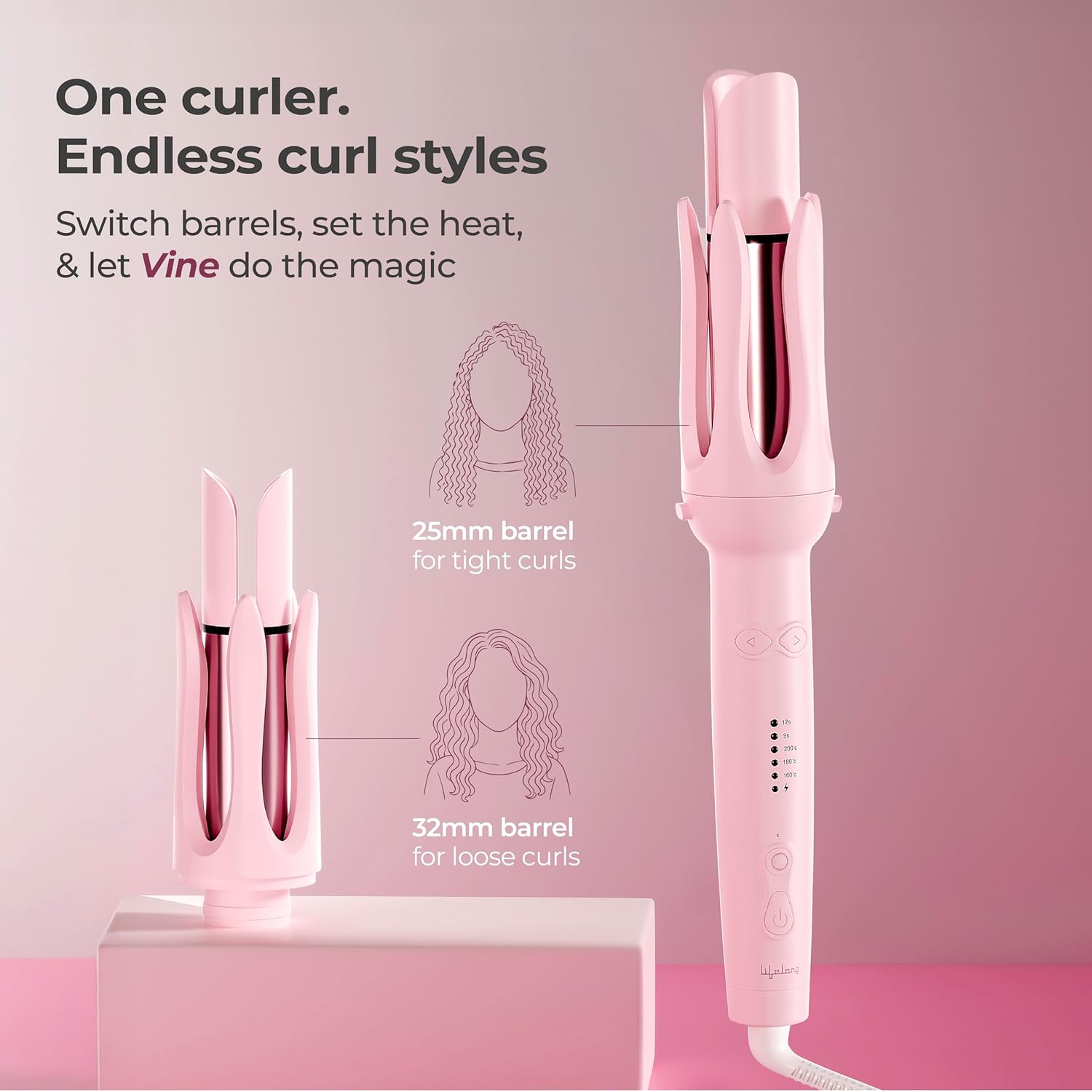 Lifelong WaveUp Automatic Hair Curler | 2-Way Curling, 25mm & 32mm Barrels