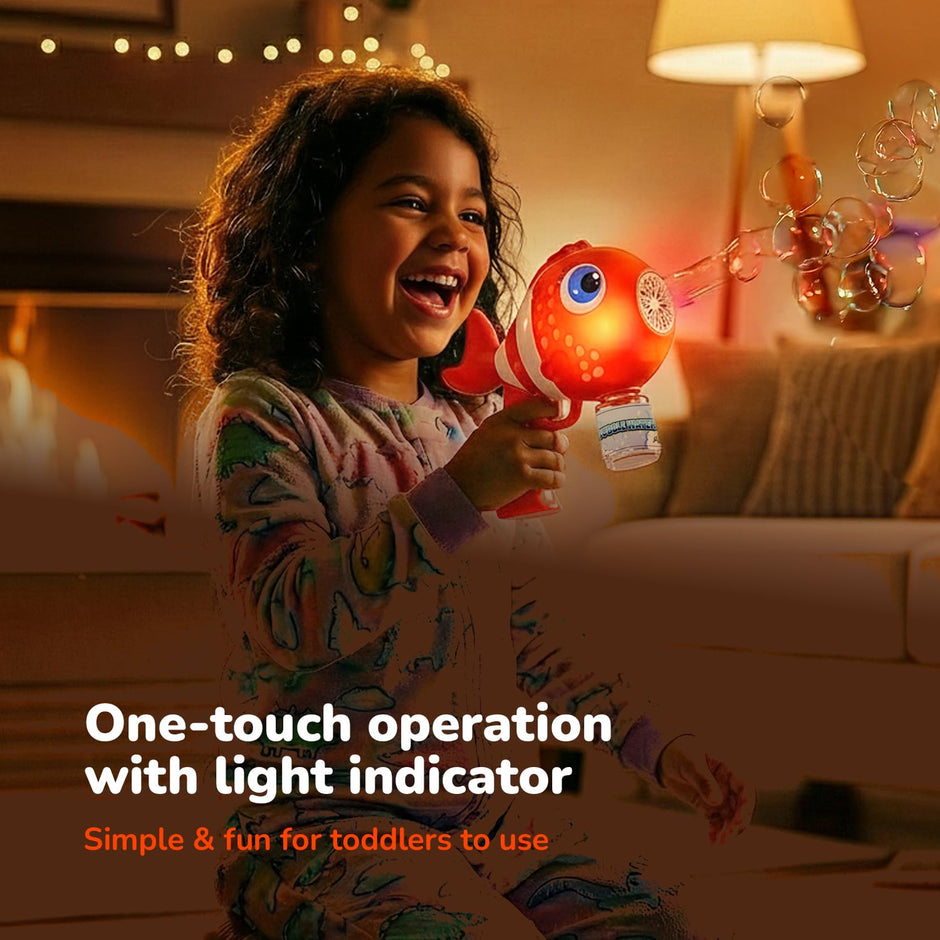 Lifelong Cuppy Rechargeable Clown Fish Bubble Gun with Lights & Bubble Solution