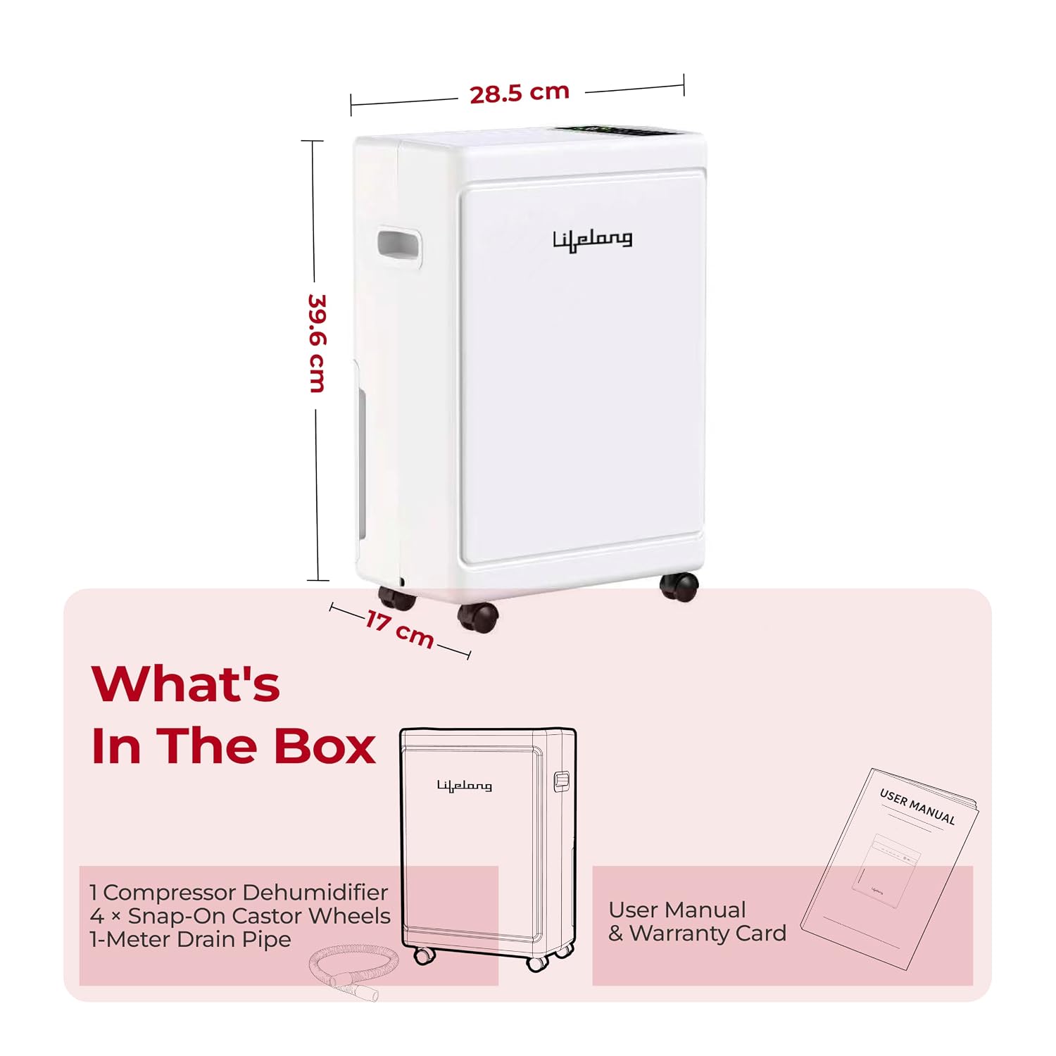 Lifelong DrySense 12L Smart Compressor Dehumidifier for Home