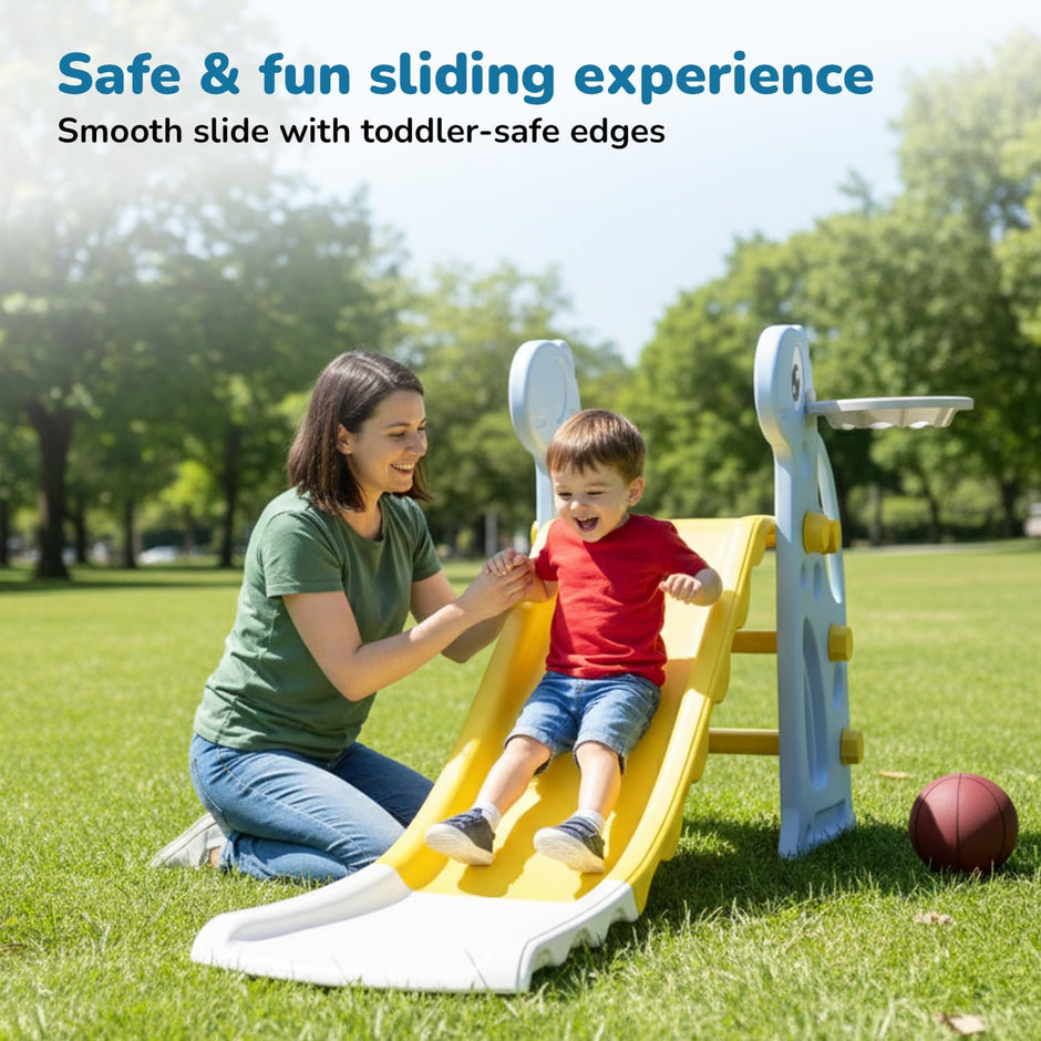 Lifelong Giraffe Kids Slide with Basketball Hoop for Indoor & Outdoor Play