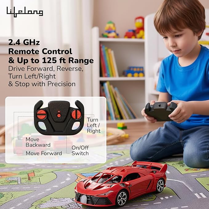 Lifelong Cuppy Rechargeable RC Car for Kids | LED Lights & 2.4GHz Control