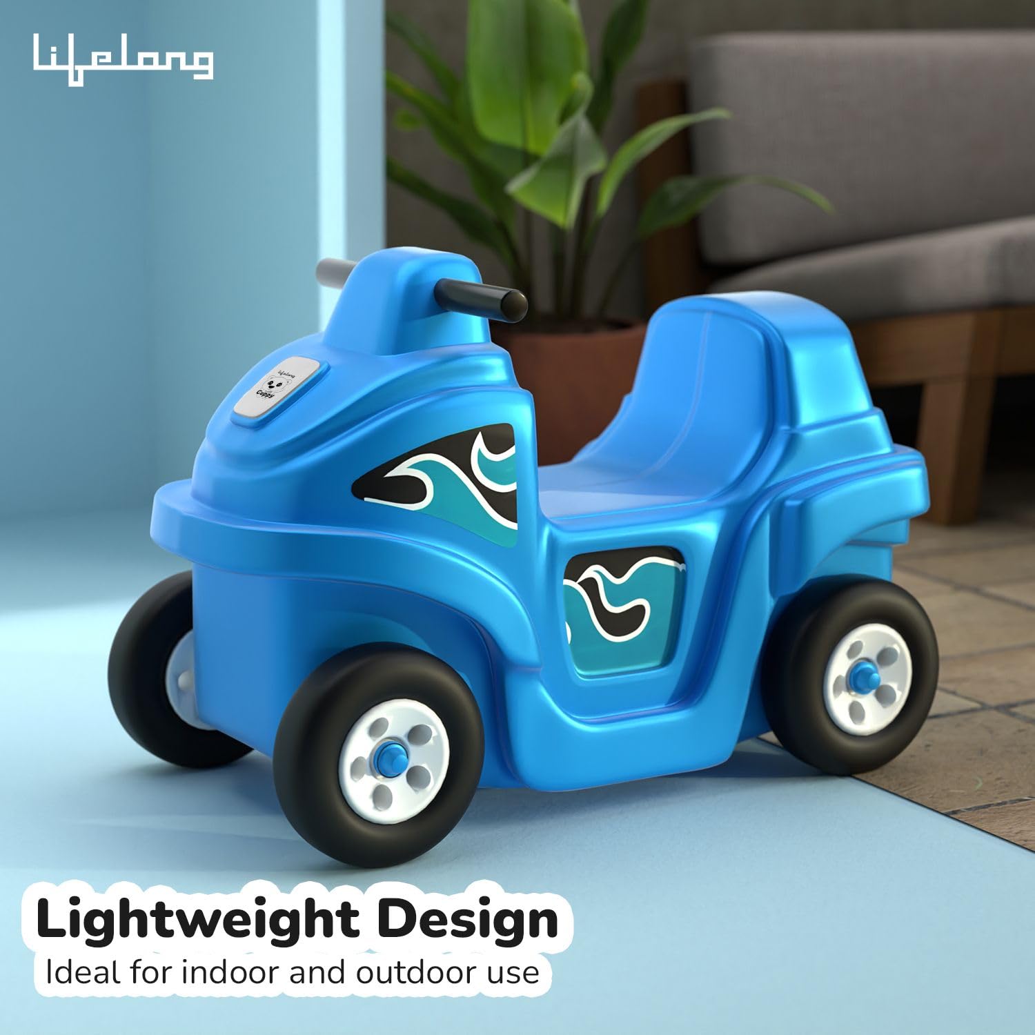 Lifelong Cuppy Coaster Ride-On Car for Kids | 4-Wheel Push Car for Toddlers 1+ Years | Durable, Safe & Fun Indoor-Outdoor Toy Car (35kg Capacity, Blue)