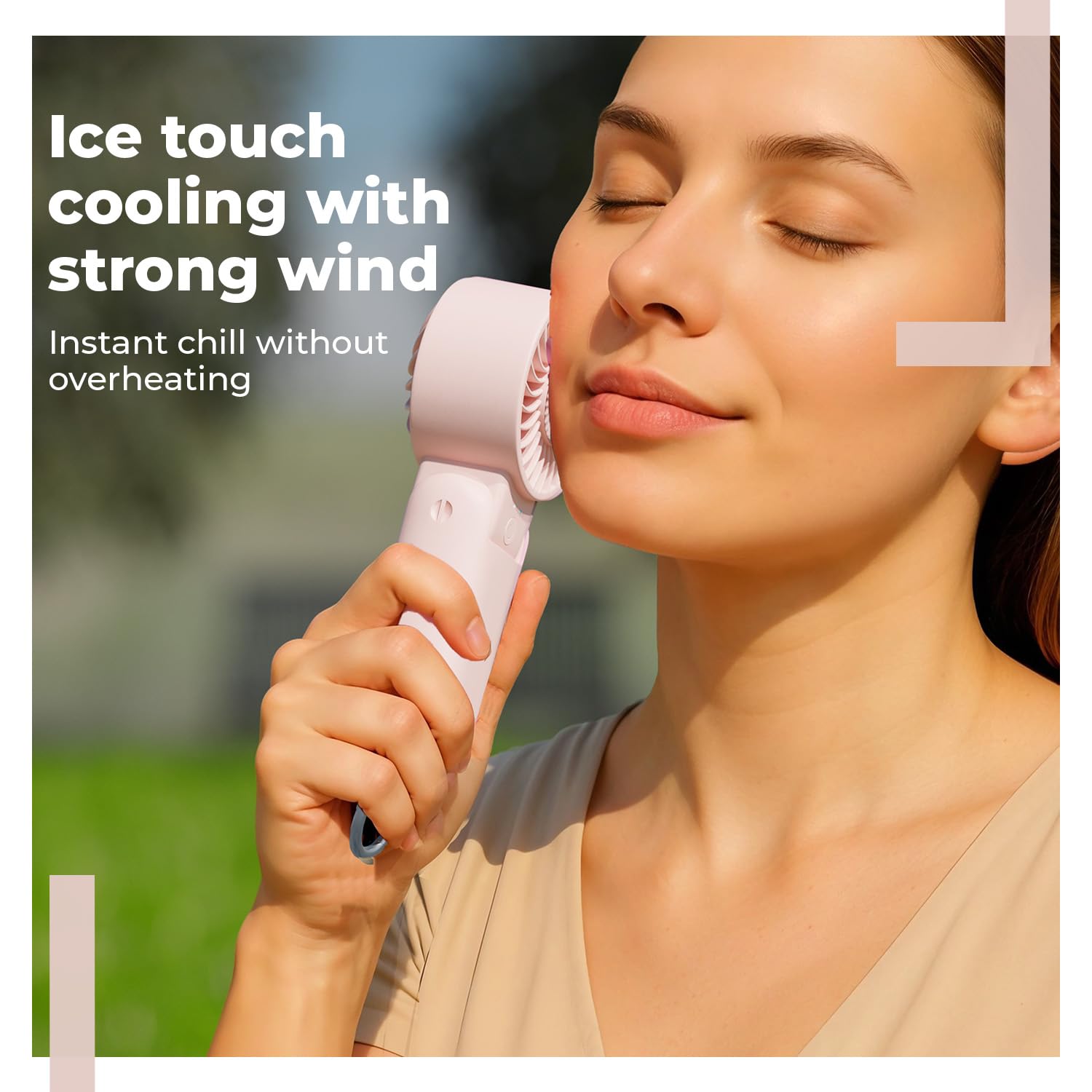 Lifelong Hand Fan with Ice Touch | Portable & Foldable Rechargeable Fan