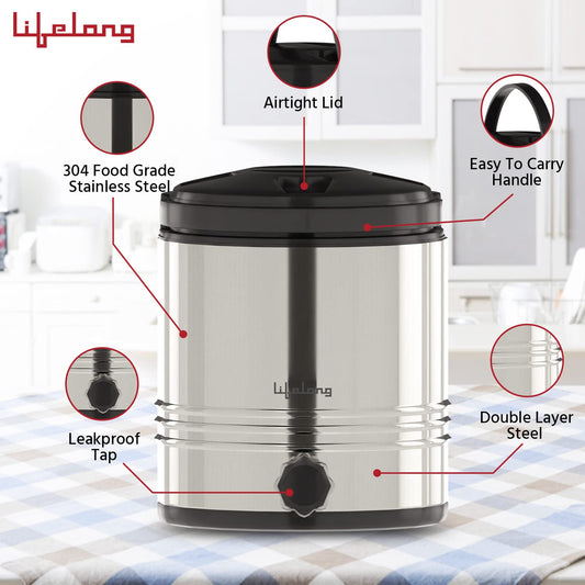 Lifelong 10.5 litres Insulated Stainless Steel Water Jug