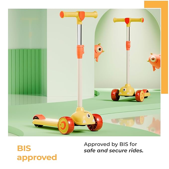 Lifelong Kids Scooter with LED Wheels – Adjustable Height, Tilt Steering (Yellow)