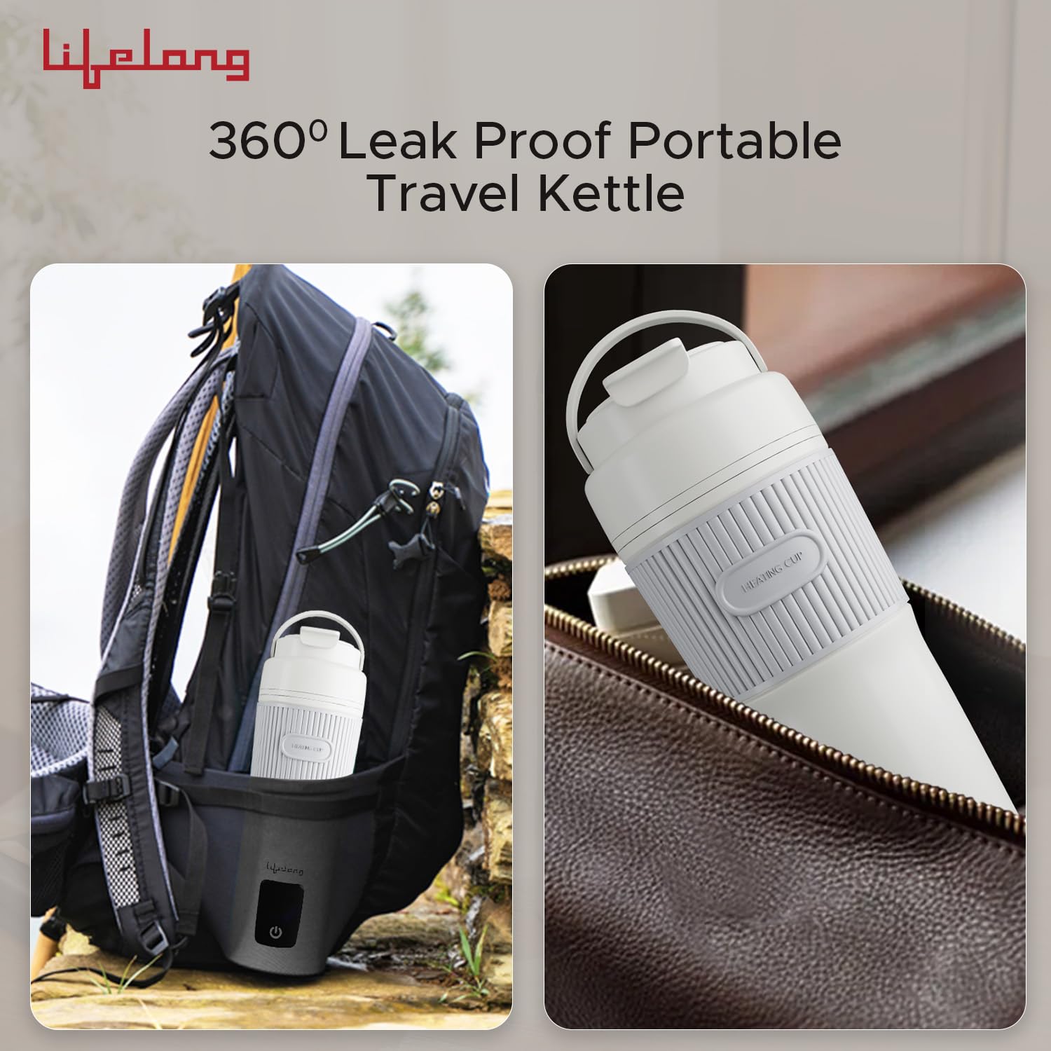 Lifelong 2-in-1 Portable Electric Kettle & Travel Bottle 400ml with 4 Temp Modes