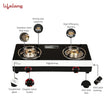 Lifelong Glass Top 2 Burner Gas Stove | Premium Design, Brass Burner| Toughened Glass High Thermal Efficiancy|Manual (Black and White) LLGS211, ISI Certified 2 Burners