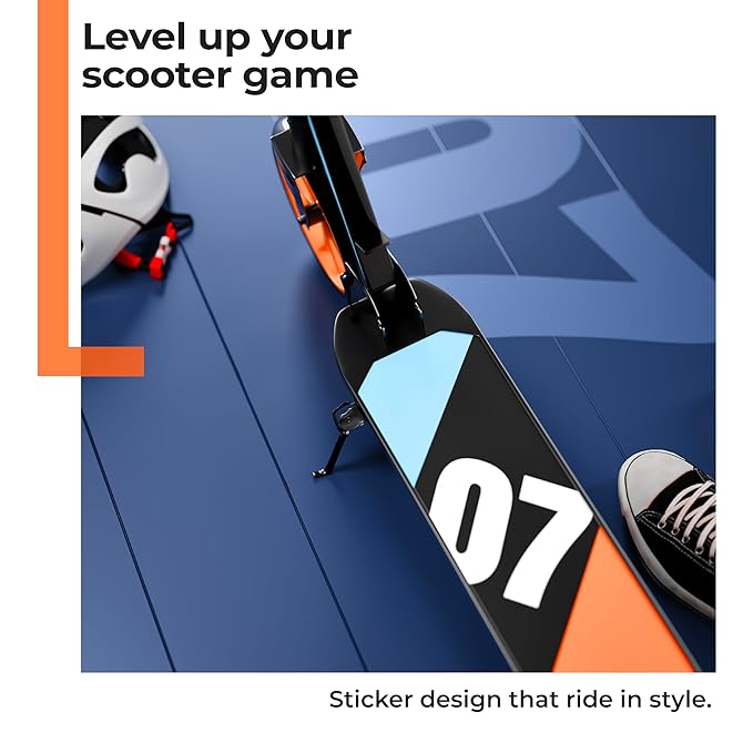 Lifelong Adult Kick Scooter – Adjustable Height, Lightweight Aluminium Frame, Foldable Design for Outdoor Riding (Black & Orange)