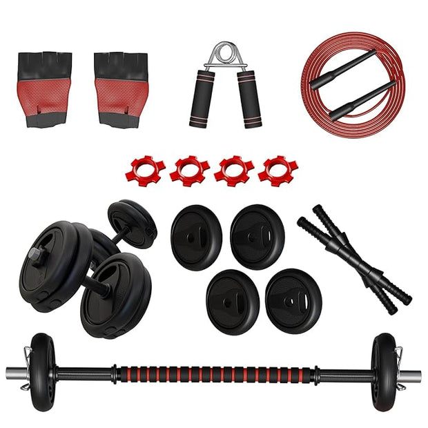 Lifelong PVC 10Kg Gym Set – Dumbbells, Barbell Rods & Weight Plates