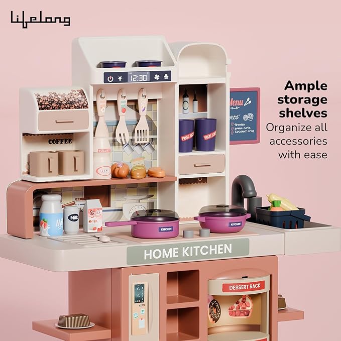 Lifelong Cuppy 42PCS Pretend Kitchen Set | Light, Music & Play Accessories