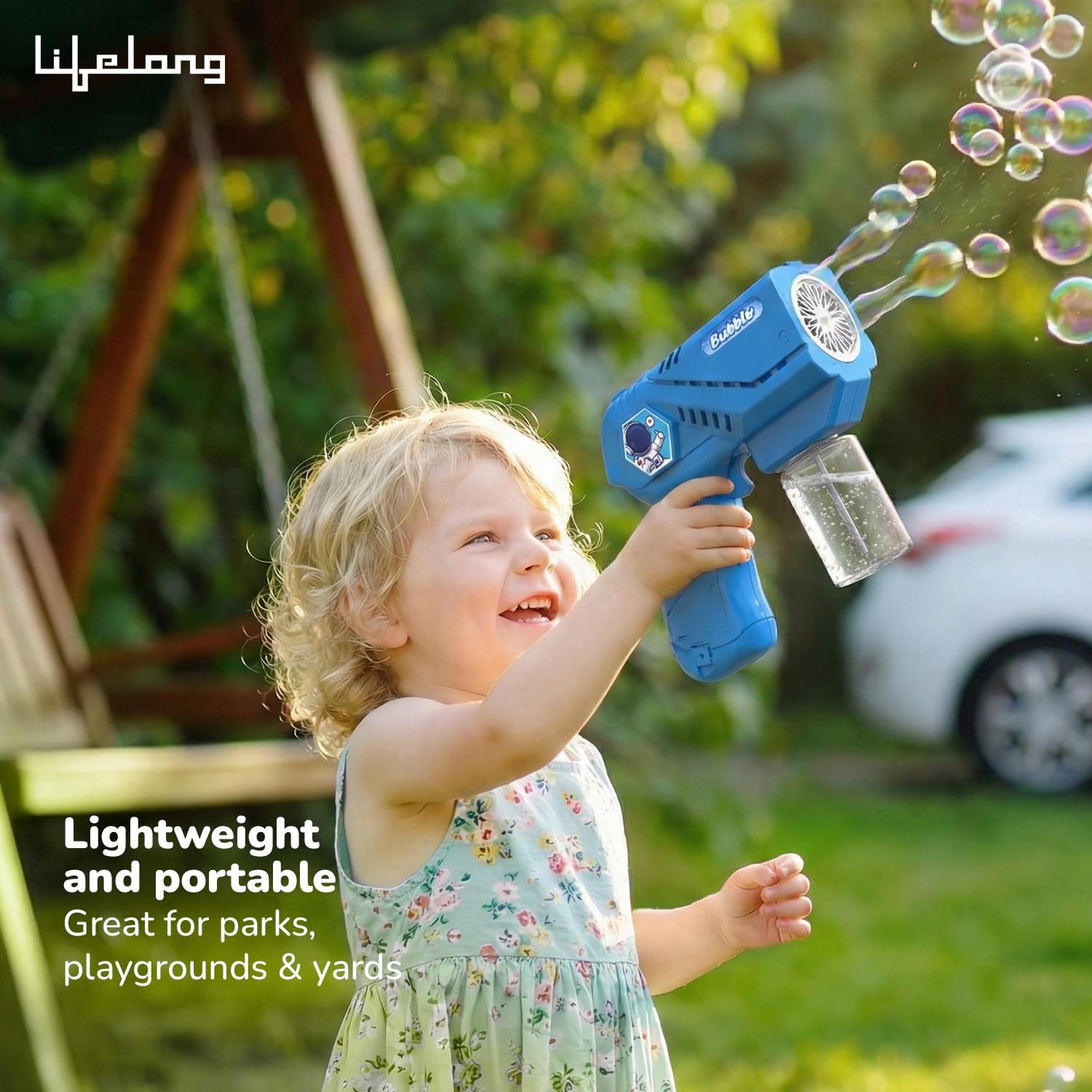 Lifelong Cuppy Electric Bubble Blaster Gun with One-Touch Bubble Fun for Kids
