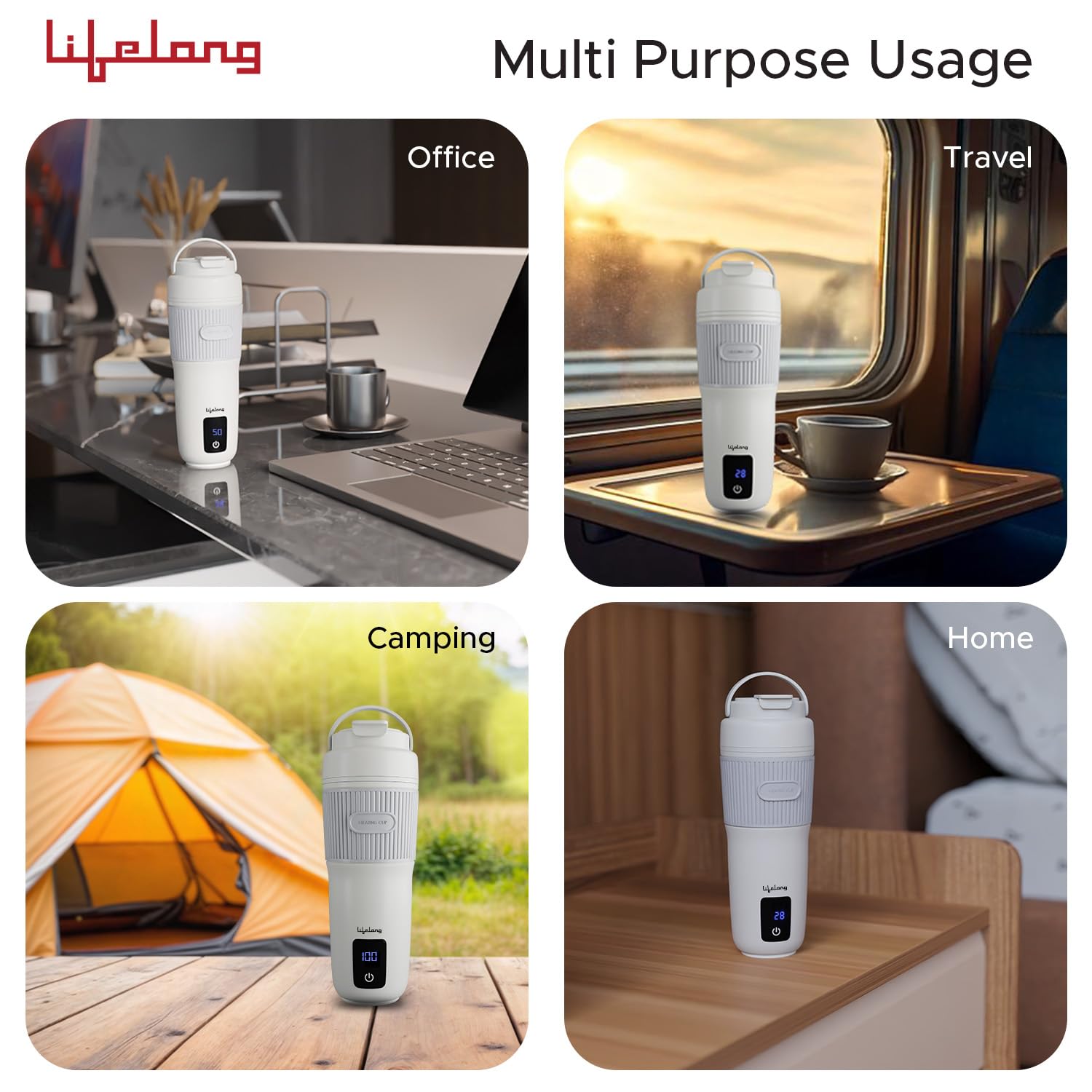 Lifelong 2-in-1 Portable Electric Kettle & Travel Bottle 400ml with 4 Temp Modes