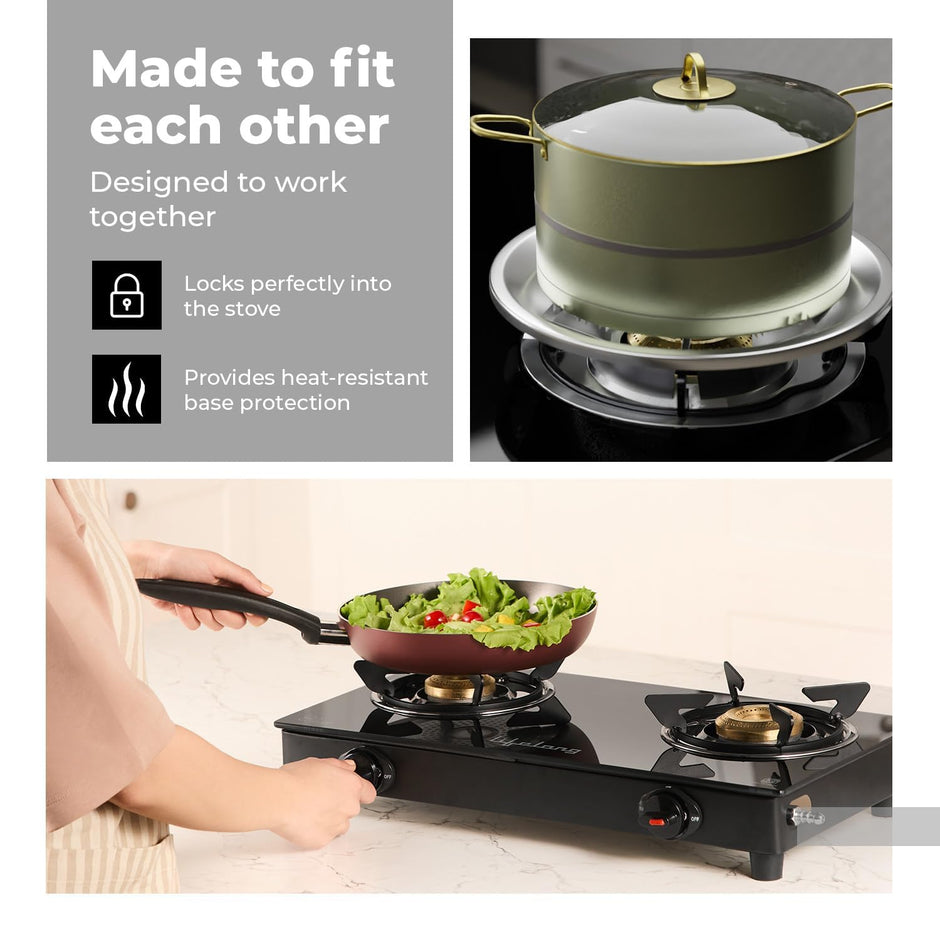 Lifelong 2 Burner Gas Stove with Gas Lighter | Modern Glass Stove with 6mm Toughened Glass | High-Efficient Manual Ignition Cooktop | ISI Certified & LPG Compatible | 360Â° Flexible Gas Inlet (Black)
