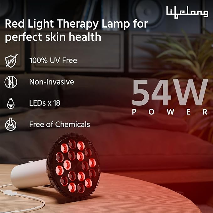 Lifelong LED Red Light Therapy Lamp – Dual Wavelength 660nm & 850nm, Portable High-Power Device for Skin Rejuvenation & Pain Relief (Face & Body)