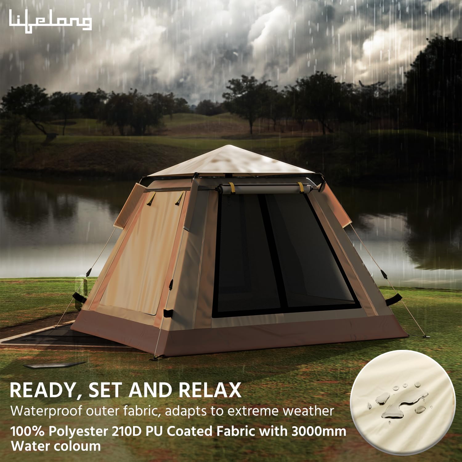 Lifelong Tent for Camping- Quick Pop-up Camping Tant with Glass Fiber Tent Poles