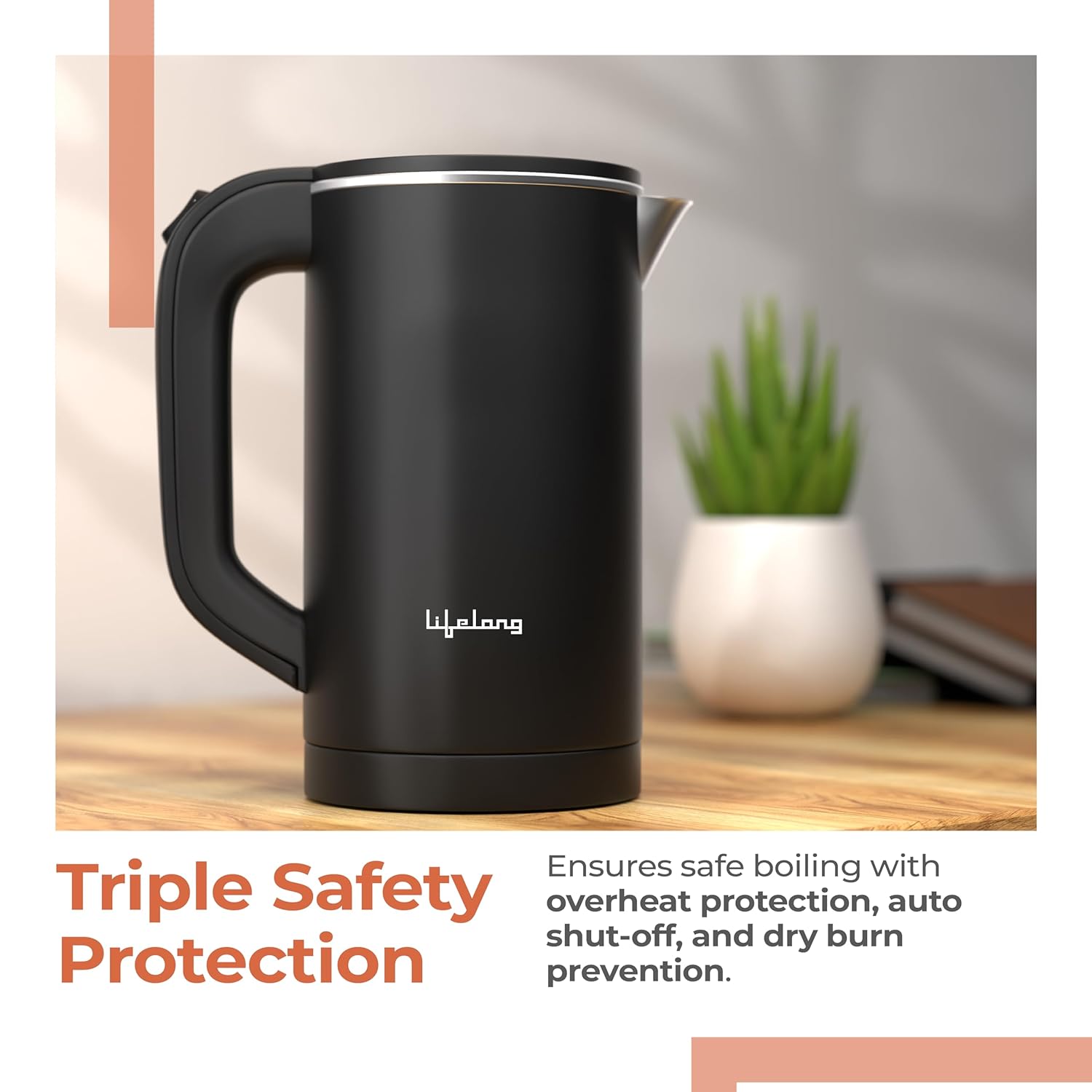 Lifelong Electric Kettle 0.8 Litre with 2 Cups | 600W Stainless Steel Kettle