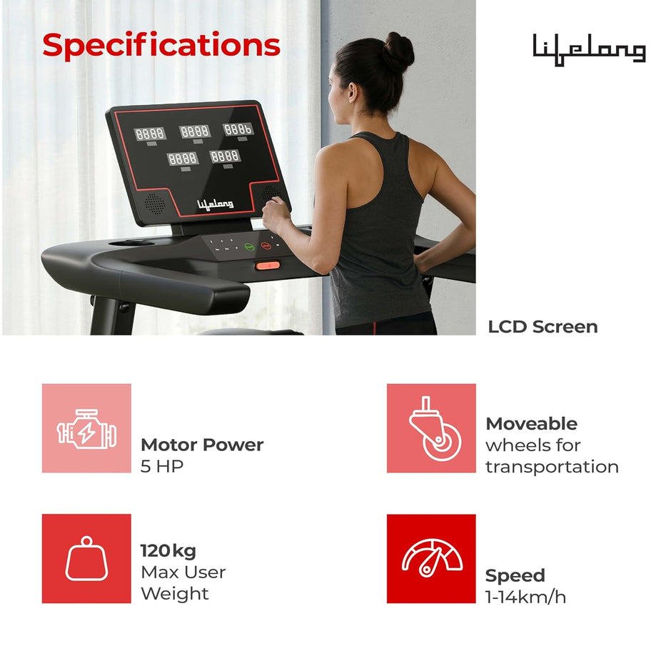 Lifelong fit Pro 5 Hp Peek Dc Brushless Motor  Auto Incline