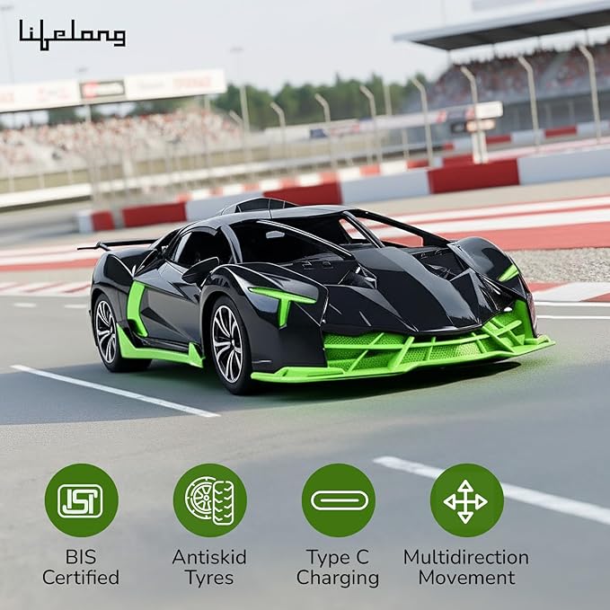 Lifelong Cuppy Rechargeable RC Car for Kids | LED Lights & 2.4GHz Control