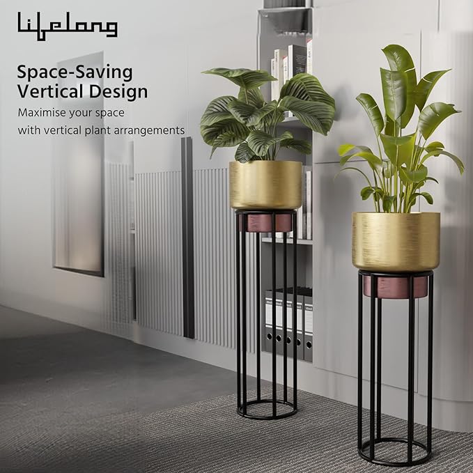 Metal Plant Stand Set of 2 – Indoor & Outdoor Anti-Rust Pot Holders (30Kg Capacity)