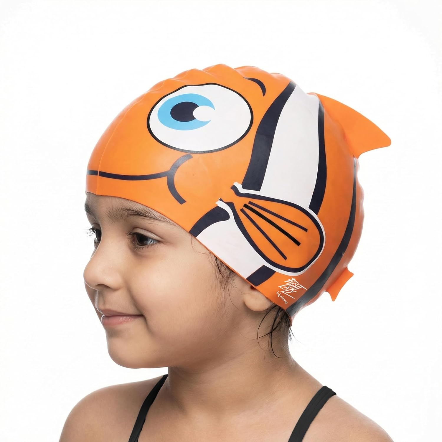 Lifelong Swimming Cap for Kids | Waterproof Silicone Swim Cap for Boys & Girls| Swimming Pool Cap| Swimming Accessories | Easy Fit Head Cap for Kids (Orange)