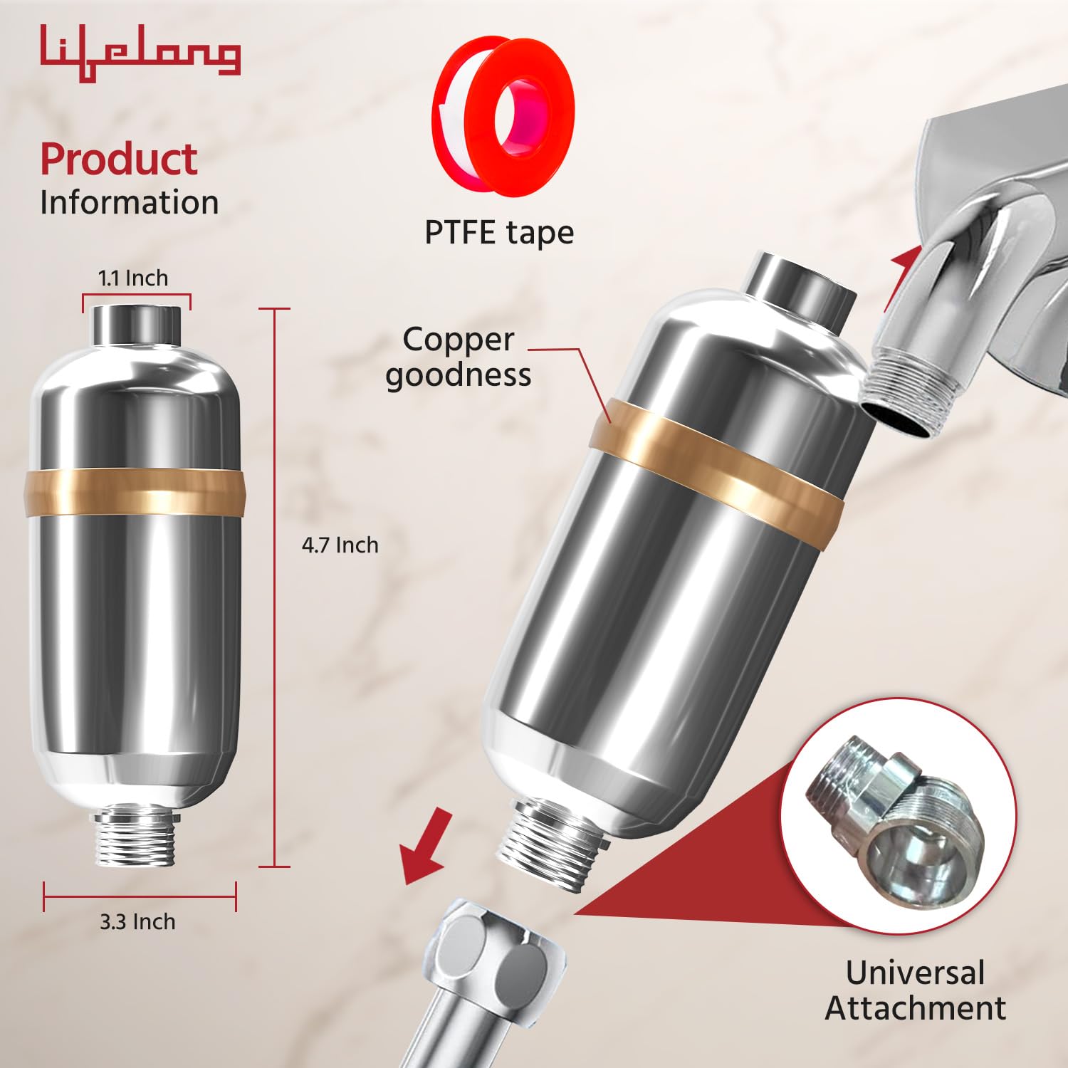 Lifelong 20-Stage Water Softener Filter – Hard Water Filter for Tap & Shower