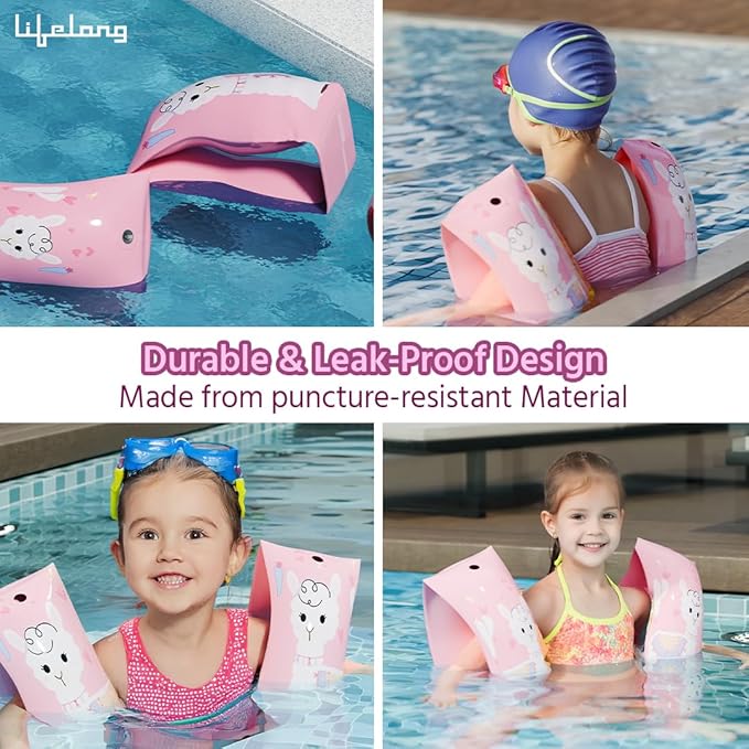 Lifelong Kids Swimming Arm Bands – Floaties for Boys & Girls, Pool Safety Arm Sleeves (Pink)