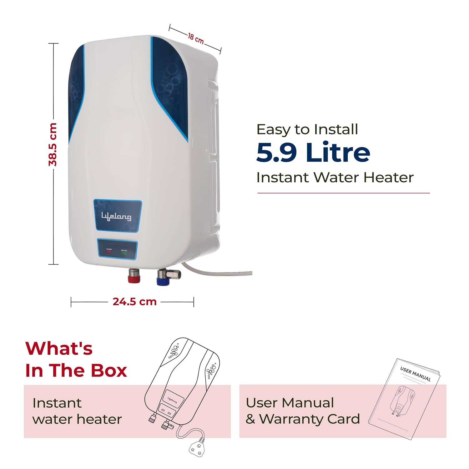 Lifelong Veloz 5.9L 3000W Instant Water Heater Geyser