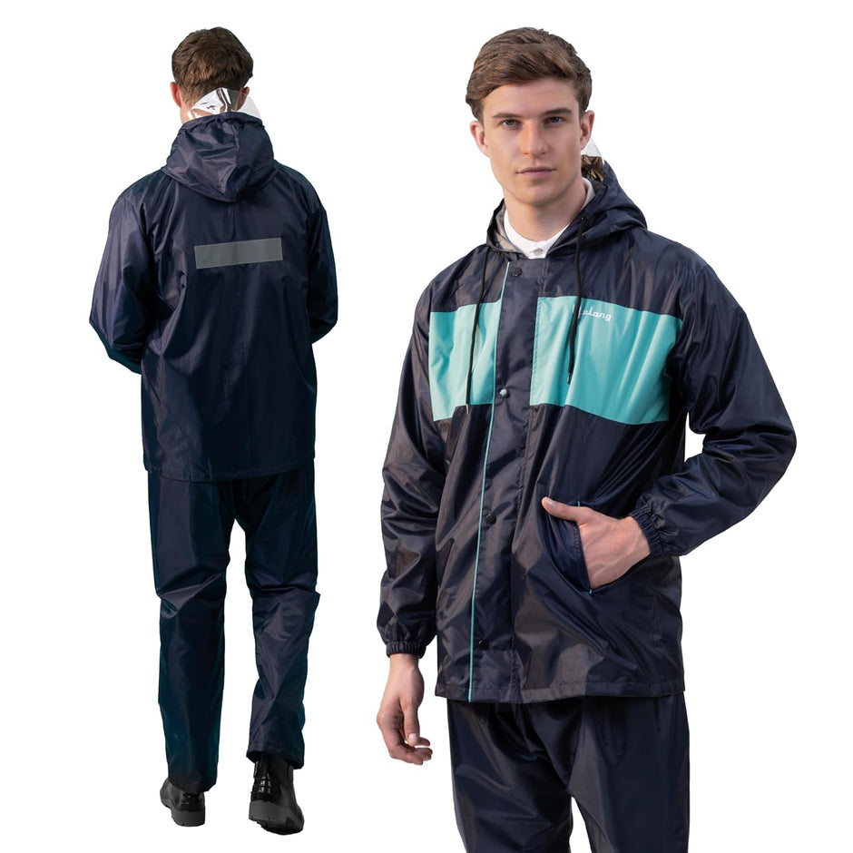 Lifelong Campaign Men's Polyester Waterproof Standard Length Raincoat