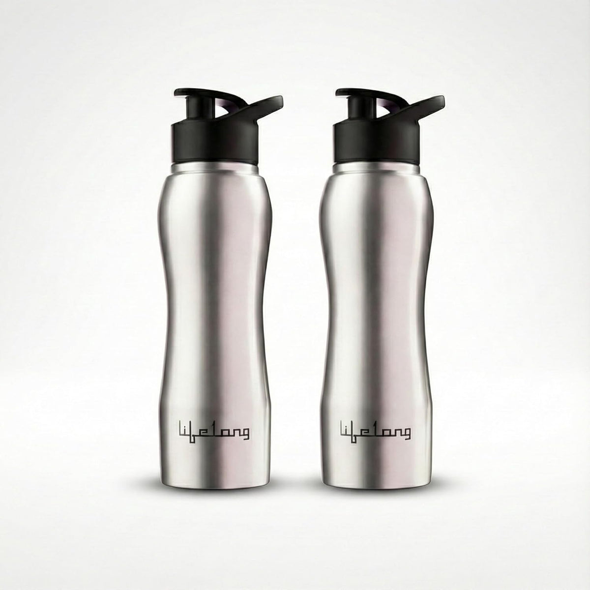 Lifelong 750ml Stainless Steel Water Bottle Pack of 2 | Leak-Proof & Durable | Easy to Clean | Odour-Free | Rust-Free Build, Secure Cap & Easy Grip | Ideal for School, Office, Travel & Gym (Silver)
